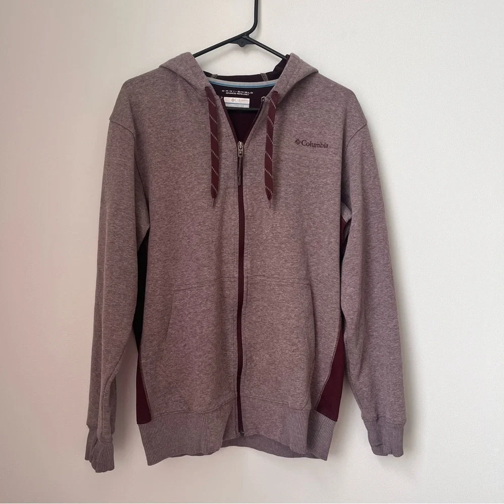 Columbia Men's Maroon Zip Up Hoodie Sweatshirt Size Medium
